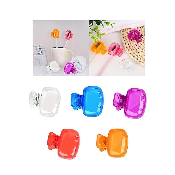 Travel Toothbrush Head Covers Toothbrush Protector Cap Brush Pod Case Protective Portable Plastic Clip for Business, School, Bathroom, Camping (4pcs Pack)