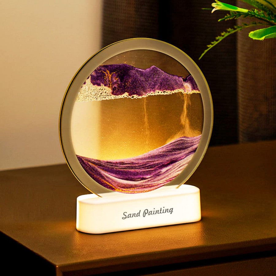 Quick Sand Art Painting with LED Lighting – Dynamic Moving Landscape Night Lamp
