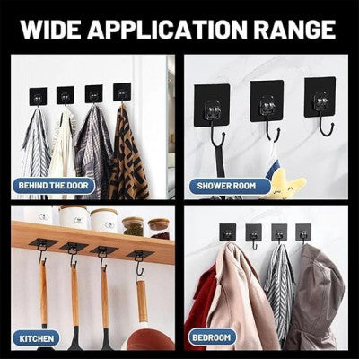 Black Large Adhesive Wall Hooks Hanger – Heavy Duty (Pack of 5)