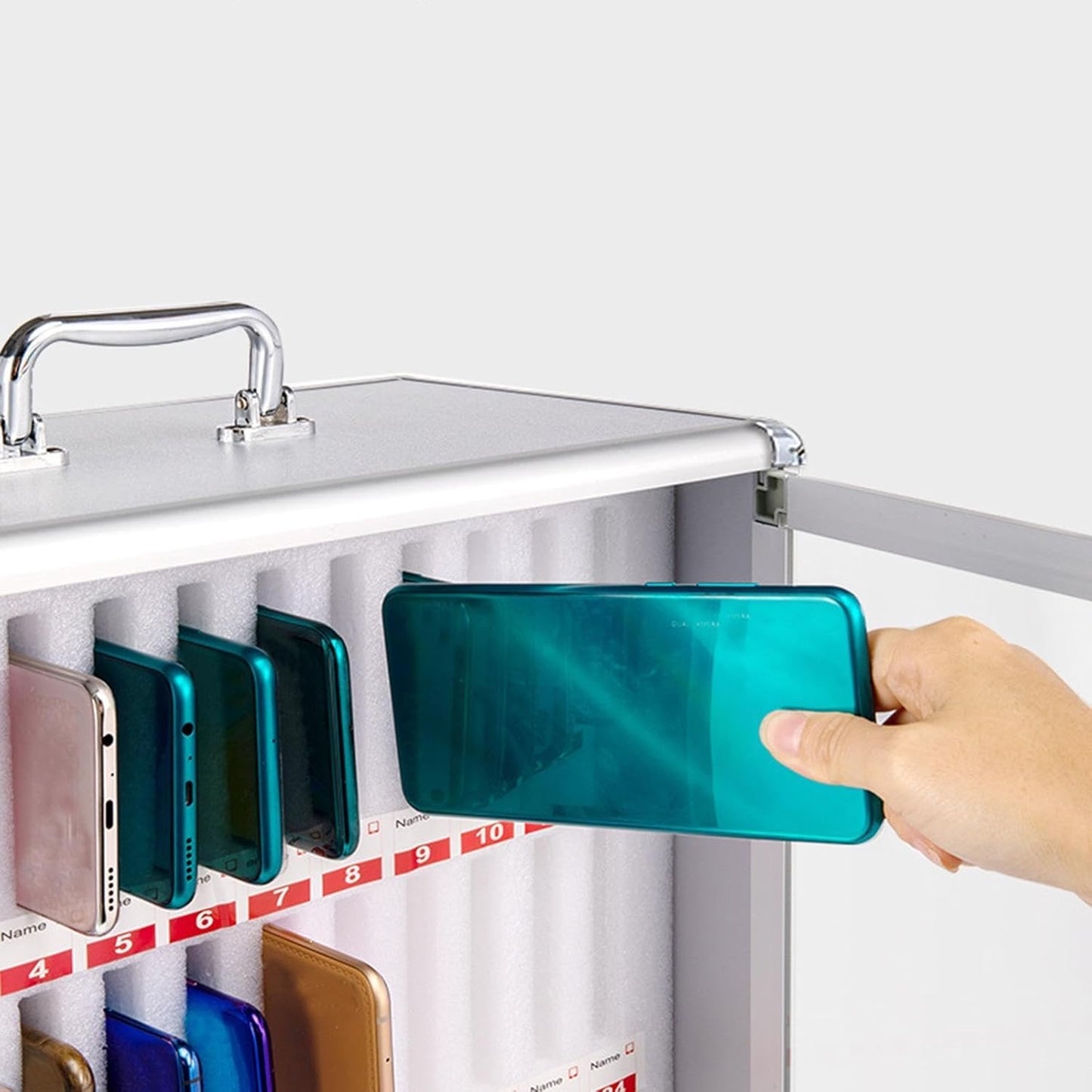 Mobile Phone Storage Cabinet Safe Deposit Box Metal Cell Phone Locker with Numbered & Lock for Classroom Examination Factory Work(24 Slot)