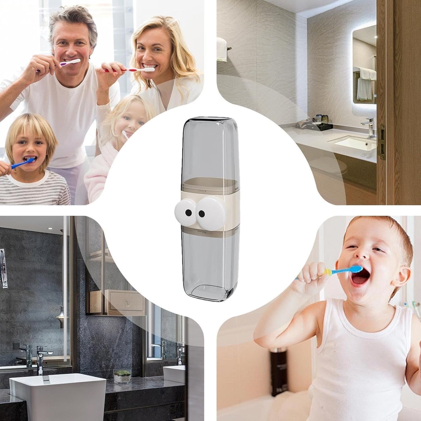 Cute Cartoon Transparent Toothbrush Holder with Storage Container - Dust-Proof, Travel-Friendly Toothbrush Case with 2 Cups Inside - Ideal for Camping, Picnic, Trip, Travel