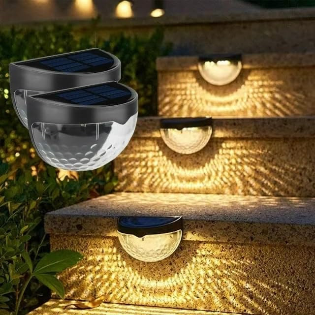 Solar Fence Deck Light, Decorative Lamp Outdoor LED Garden Lighting Solar Powered Wall Lights for Patio, Yard, Garage, Stairway, Gate, Driveway (2pcs Set)
