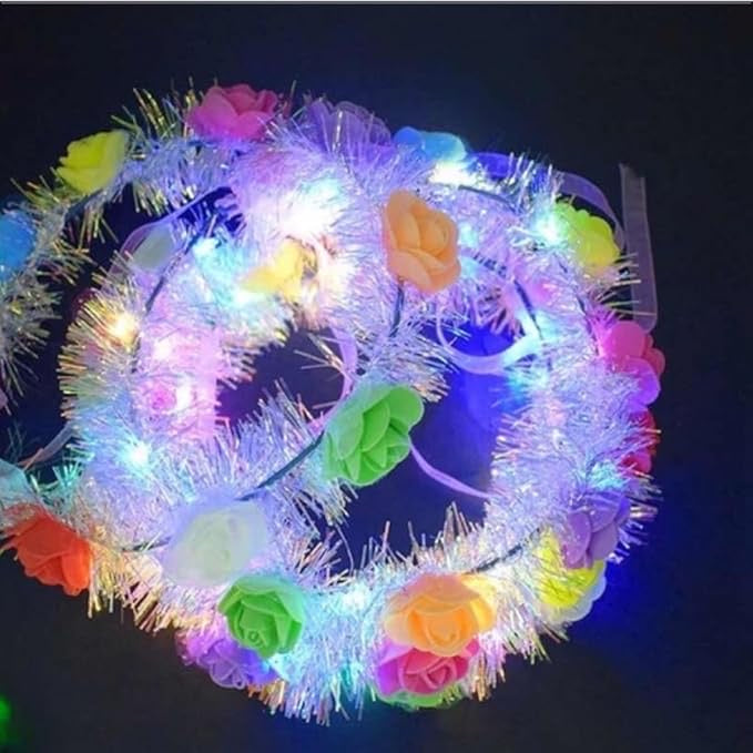 6 LED Flower Wreath Headbands – Luminous Festival Crowns with 3 Light Modes