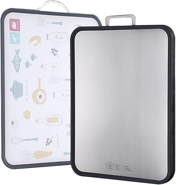 Double-Sided Cutting Board (40x27cm) | 304 Stainless Steel + Food Grade PP | Anti-Slip, Durable & Easy to Clean
