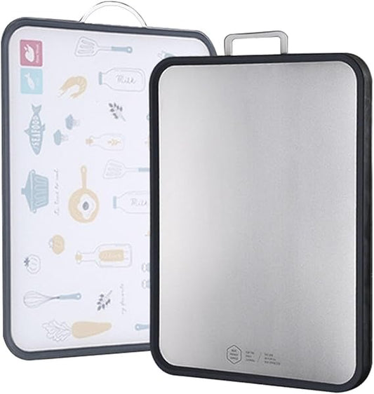 Double-Sided Cutting Board (40x27cm) | 304 Stainless Steel + Food Grade PP | Anti-Slip, Durable & Easy to Clean