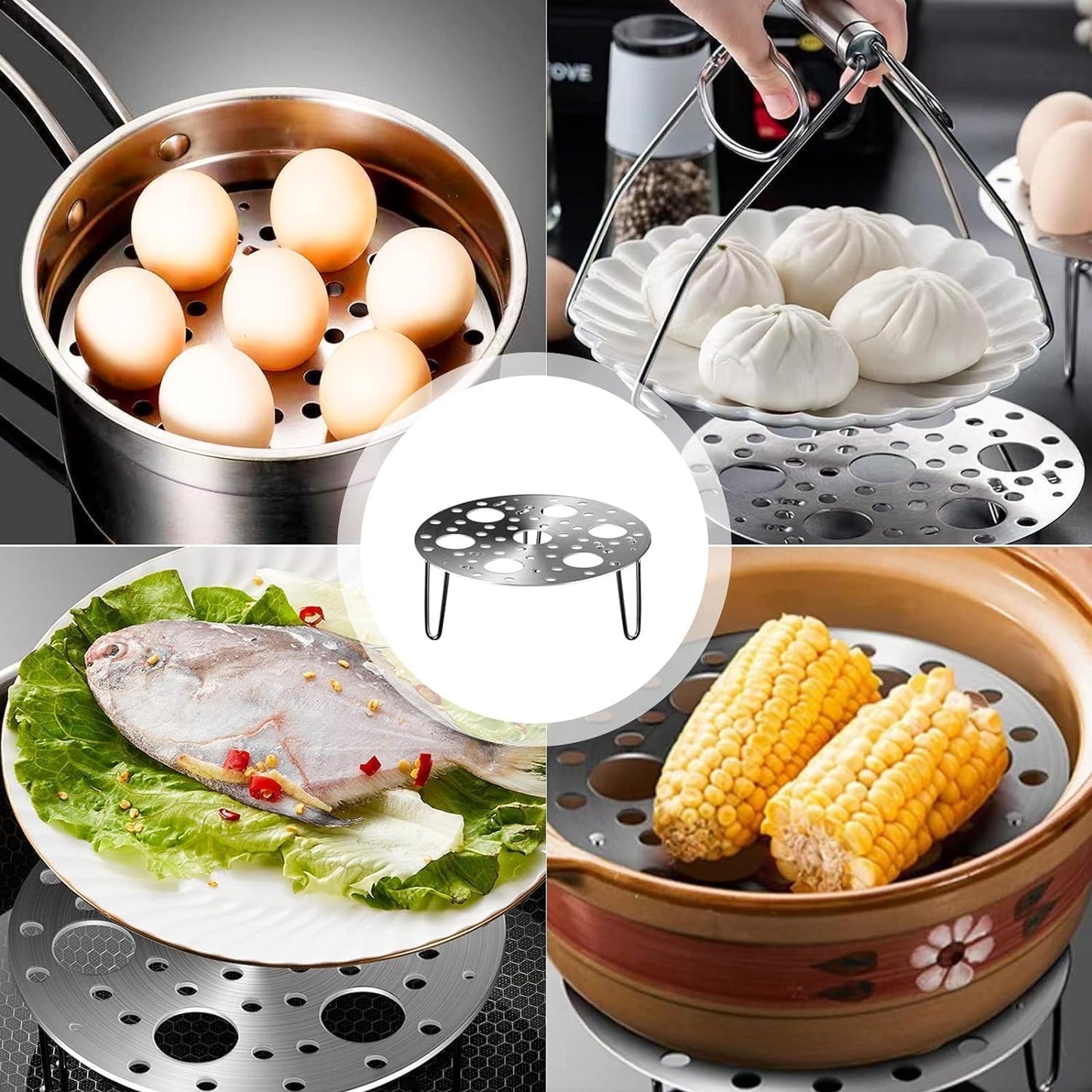 Premium Stainless Steel Vegetable Steamer Basket – Folding Expandable Steam Rack & Egg Steamer for All Pot Sizes
