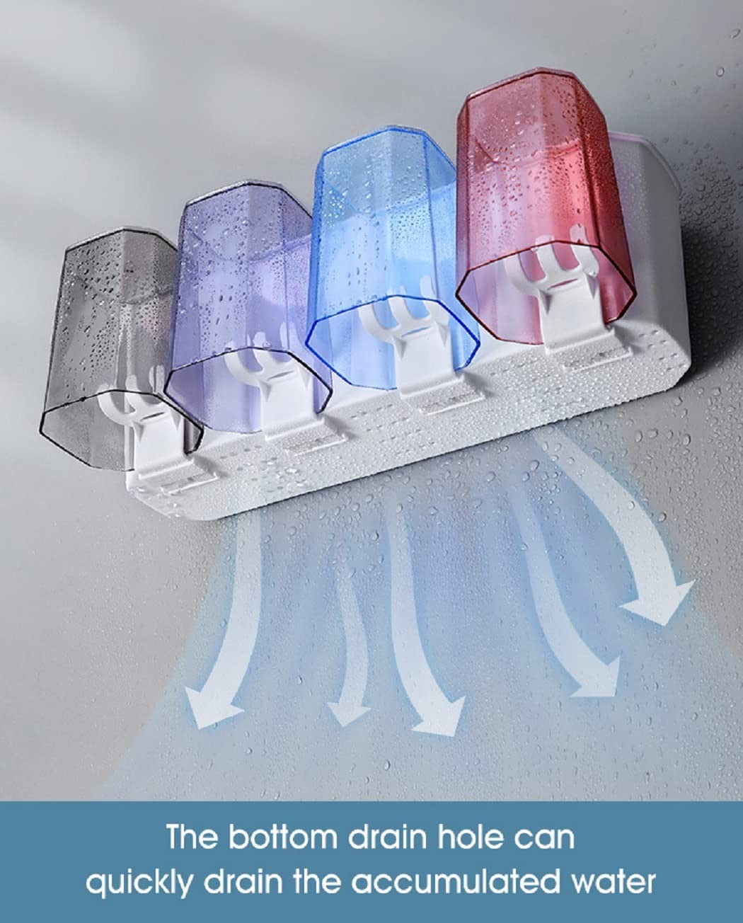 Plastic Toothbrush Holder Wall Mounted, Toothbrush Holders For Bathroom, Brush Holder For Bathroom Wall Mounted, Bathroom Organizer Toothbrush Holder Wall Mounted, Tooth Brushes Holder, for Bathroom, Brush Holder for Bathroom Wall Mounted (4 Cup)