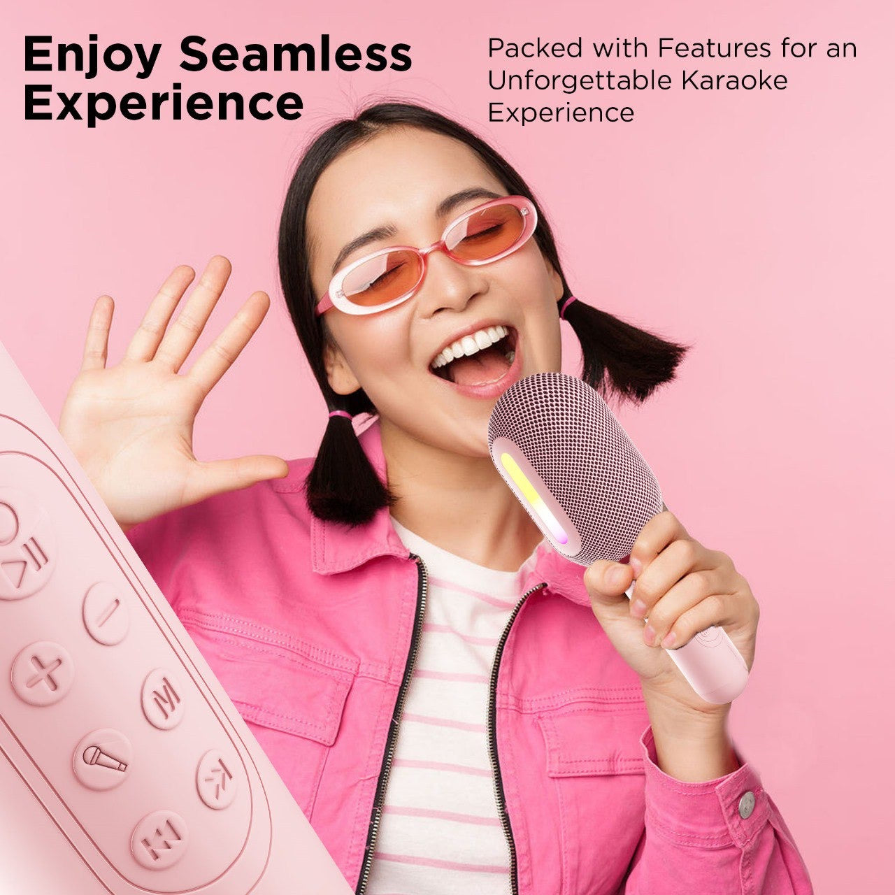 KMC-300 Wireless Karaoke Microphone & Party Speaker | DSP Sound, RGB Lights, Duet Mode & 3H Playtime