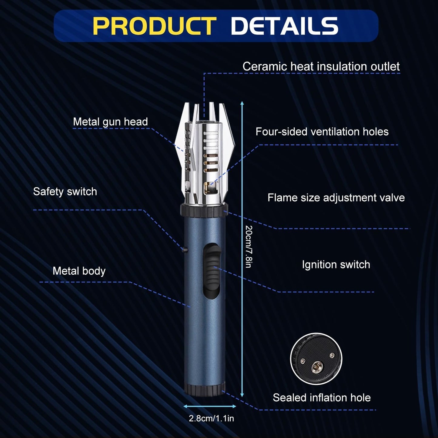 Jet Torch Butane Lighter – Green Flame Playing Card Design with LED UV Cash Detection, Windproof & Refillable Gift Lighter