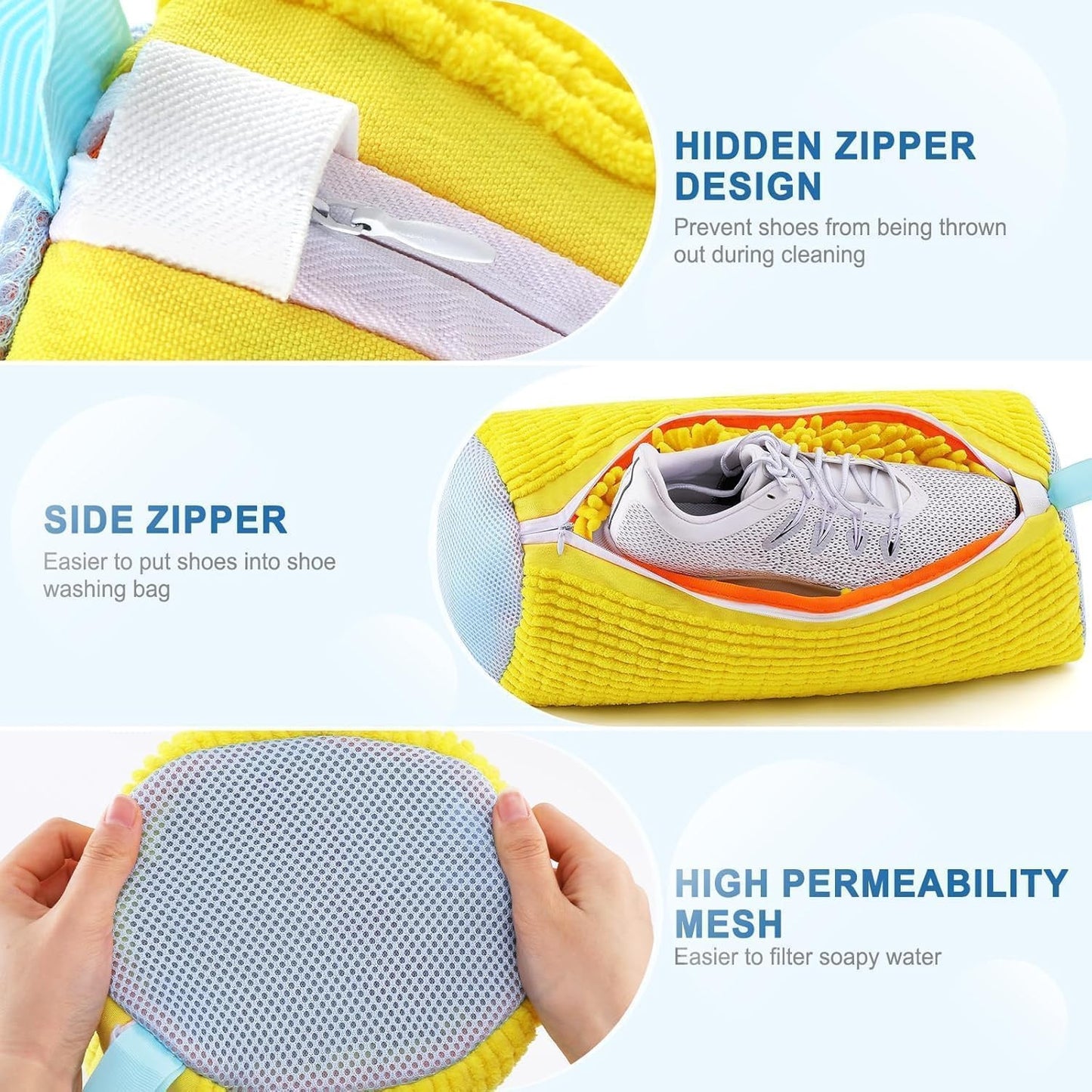 Premium Shoe Washing Bag – Invisible Zipper, 360° Cleaning & Protection