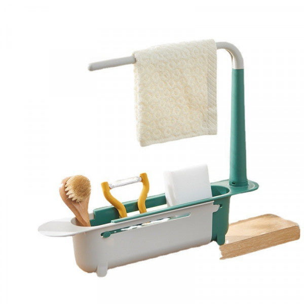 Plastic Long Soap Sink Shelf Holder – Adjustable Kitchen Sink Organizer