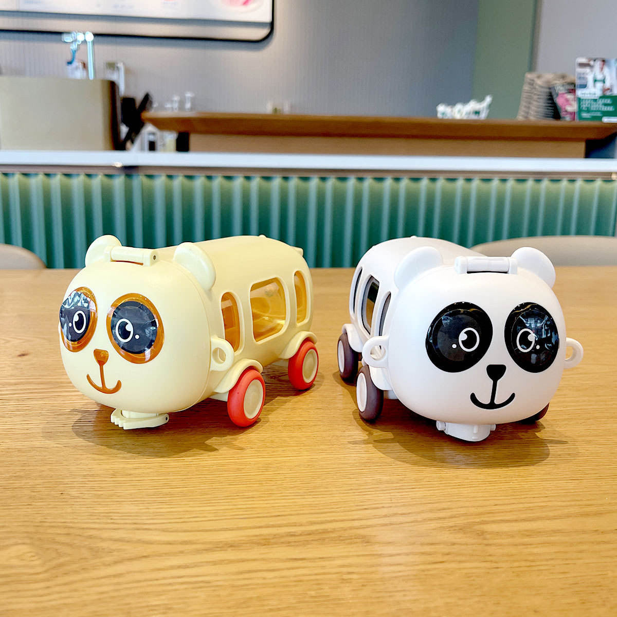 Cute Panda Bus Shaped Water Bottle for Kids – 380ml with Straw & Strap