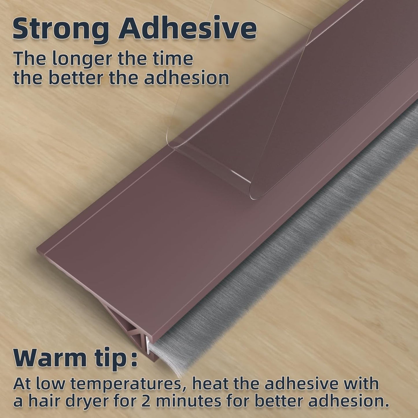 Bottom Door Seal Strip with Brush – 1 Meter Self-Adhesive Weather Stripping for Dust, Insects & Noise Protection