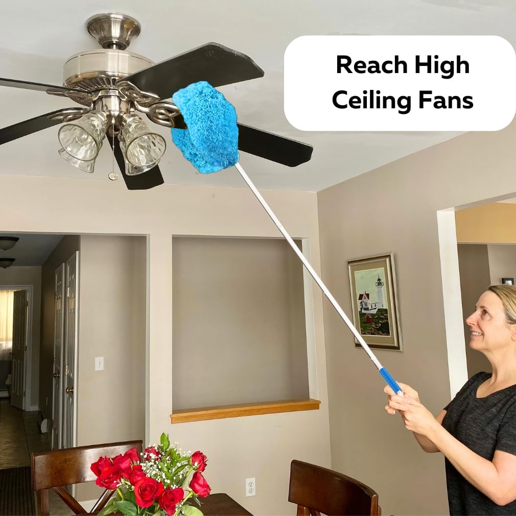 Extendable Microfiber Ceiling Fan Cleaner Duster – Long Handle, Washable & Reusable Telescopic Brush