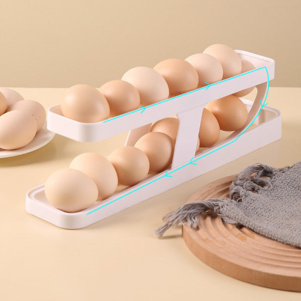 Double Layer Roll-Down Egg Dispenser – Automatic Gravity Egg Storage Tray