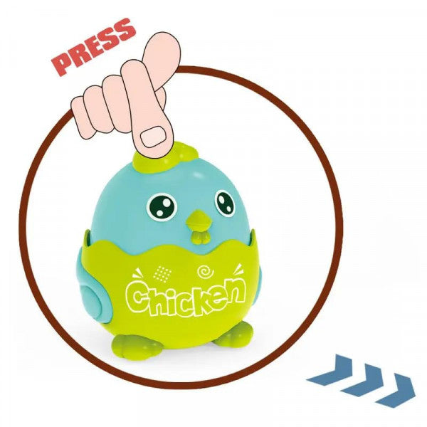 Press & Go Chicken Toy – Cute Crawling Animal Vehicle for Kids