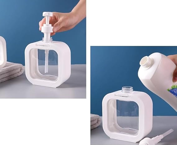 Soap Dispenser Plastic Clear Empty Pump Lotion Bottles Portable Soap Dispensers Pressing Refillable Liquid Container for Kitchen Bathroom, Multicolor-350ml