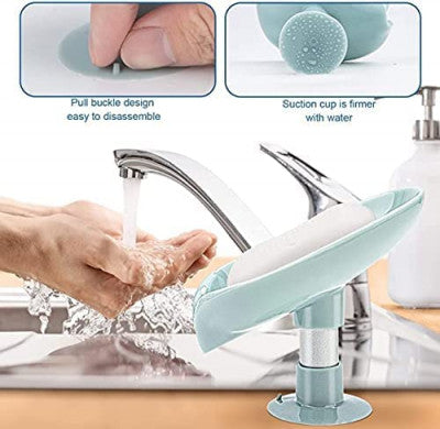 Suction Cup Soap Holder with Slant Drain Design – No Drill, Wall-Mounted Soap Dish for Bathroom & Kitchen - Pack of 2