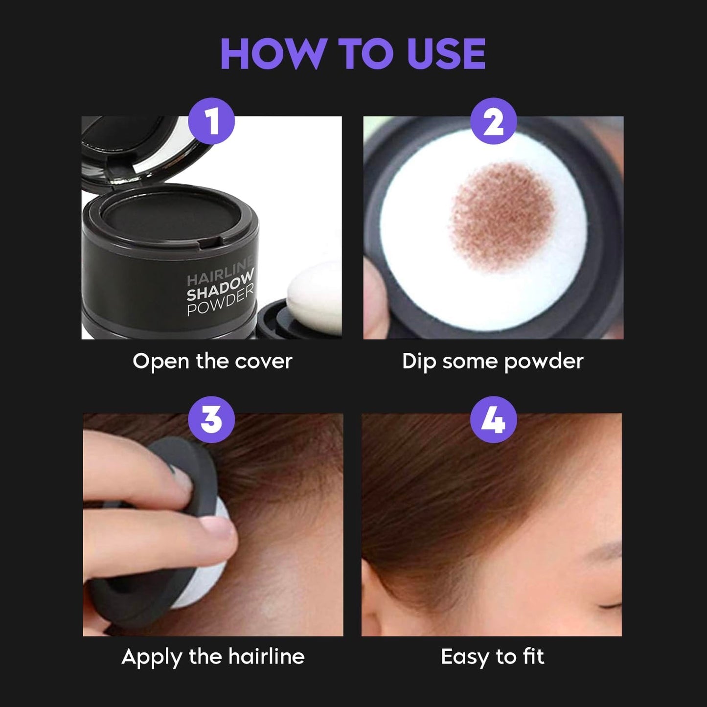 Hairline Powder Instantly Conceals Hair Root Touch Up Hair, Hair Toppers for Women & Men, Hair Fibers for Thinning Hair Non Sticky, Cover Up, Stain-Proof Long Lasting