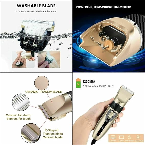 Rechargeable Cordless Hair Clippers – For Men, Women & Pets | 4 Combs + Scissors | Haircut, Beard, Sideburns & Grooming Kit