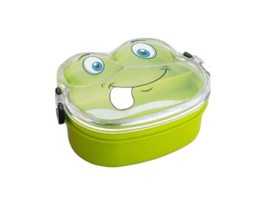 Double Layer Frog Shape Lunch Box for Kids with Spoon, Red, Plastic, 1.2 Liters | Leak Proof Kids Lunch Box/Nasta Dibba/ Tiffin Box for School Children, Food Grade Plastic, with Spoon