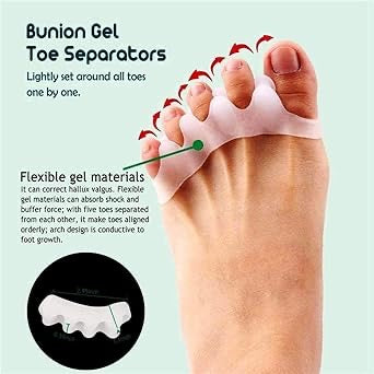 Orthopaedic Toe Separators Against Hallux
Valgus Claw Toes, Toe Separator for Men and Women, Skin-Friendly Soft Gel Silicone Toe Separator - 1 Pair