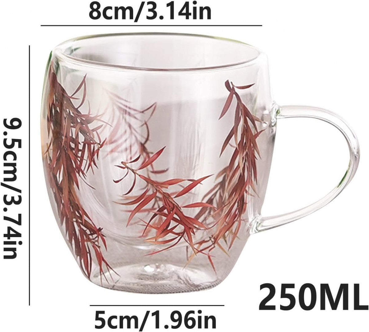 Double Wall Glass Mug – 250 ml Insulated Coffee & Tea Cup