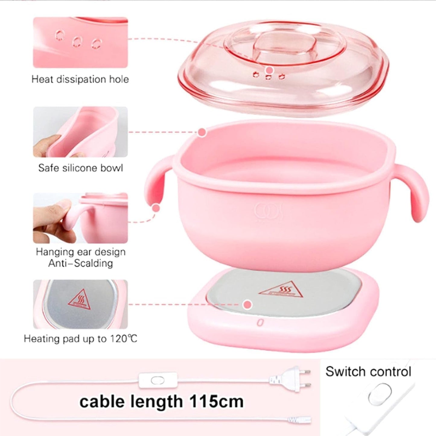 Silicone Wax Heater for Women – Electric Portable Wax Warmer with Lid | 400ml, Non-Stick, Fast Heating | For All Wax Types