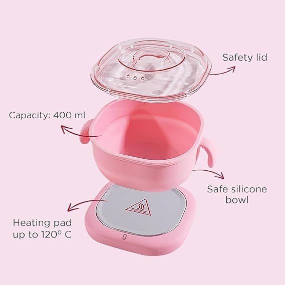Silicone Wax Heater for Women – Electric Portable Wax Warmer with Lid | 400ml, Non-Stick, Fast Heating | For All Wax Types
