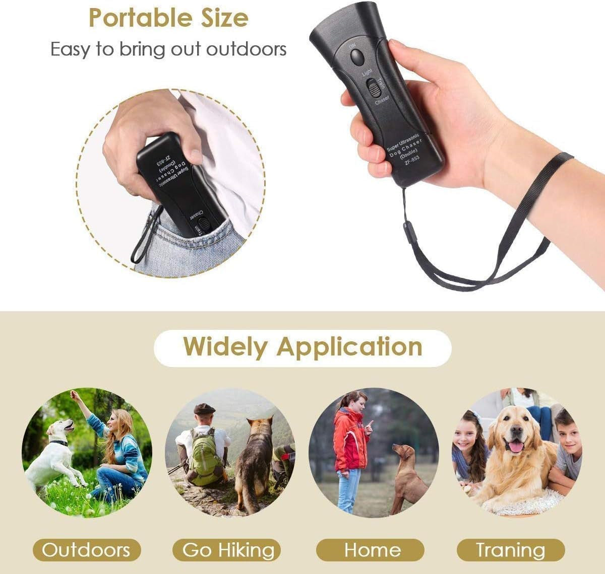 🐶 Ultrasonic Dog Chaser – Portable Bark Deterrent with Dual Speakers & Adjustable Volume