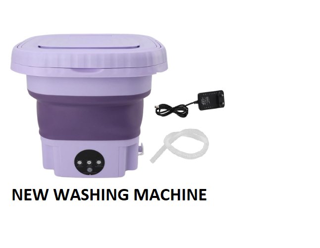 Portable Washing Machine, Automatic Mini Foldable Bucket Washer with Drainage Pipe for Underwear, Baby Clothes, Towels, Socks, 11L Large Capacity for RV Camping Travel Apartment