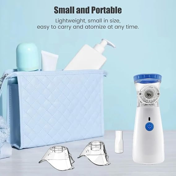 Portable Rechargeable Handheld Nebuliser | Low Noise, 10ml Capacity, 2 Masks & Mouthpiece for Adults & Kids