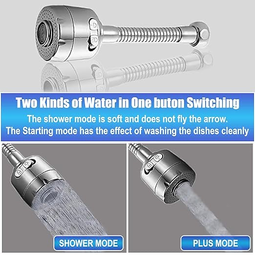 360° Rotatable Kitchen Tap Extender – Universal Faucet Sprayer with 3 Water Modes | Splash Filter Attachment for Kitchen & Bathroom