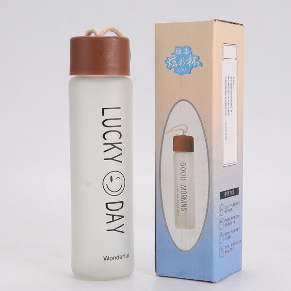 🌿 Slim Frosted Glass Water Bottle – Leak-Proof, Stylish & Reusable with Cup Cover