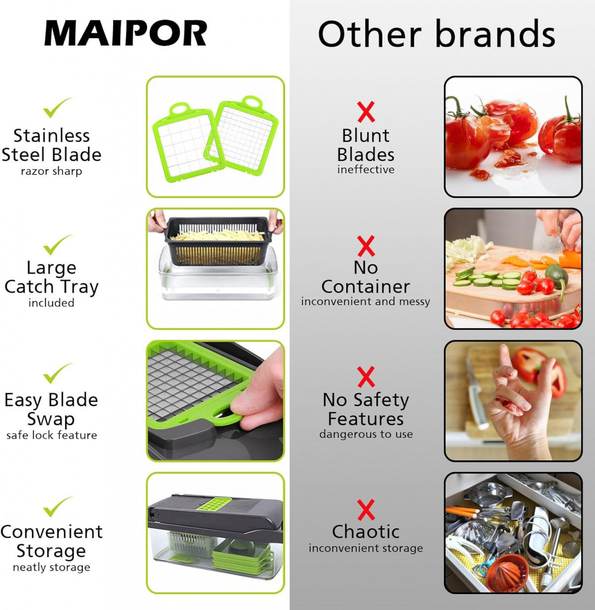 16-in-1 Vegetable Chopper – Multifunctional Slicer, Dicer, Cutter & Grater | 8 Interchangeable Blades | 1.2L Container