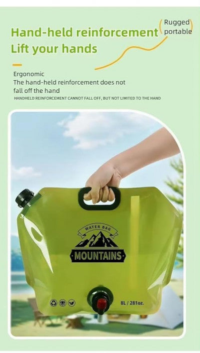 8L Folding Water Bag – Portable BPA-Free Water Container with Faucet & Carry Handle for Camping, Hiking & Travel