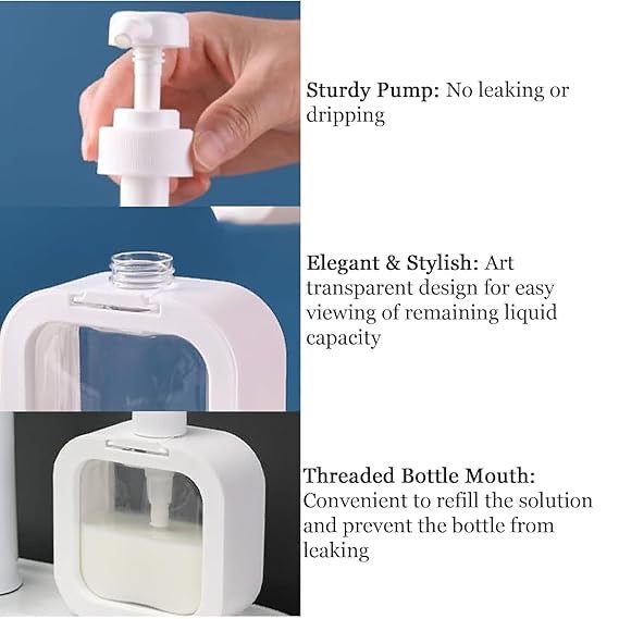 Soap Dispenser Plastic Clear Empty Pump Lotion Bottles Portable Soap Dispensers Pressing Refillable Liquid Container for Kitchen Bathroom, Multicolor-350ml