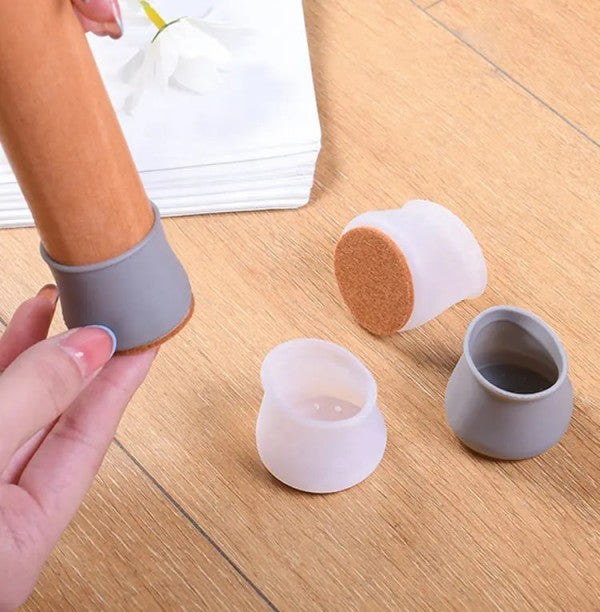 Anti-Slip Silicone Chair Leg Covers with Protective Pads – Floor & Furniture Scratch Guards (Set of 4)