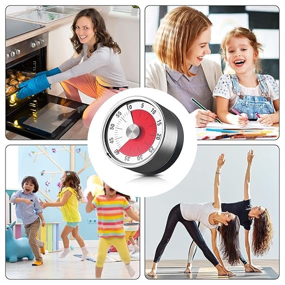 Visual Analog Countdown Timer, Magnetic Mechanical Kitchen Timer Kid Round Clock 60 Minute for for Kitchen Teacher Classroom Meeting Kids Children Adults
