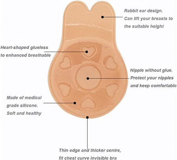 💖 Cotton Nipple Covers 2 PCS – Backless Adhesive Silicone Pasties for Instant Lift
