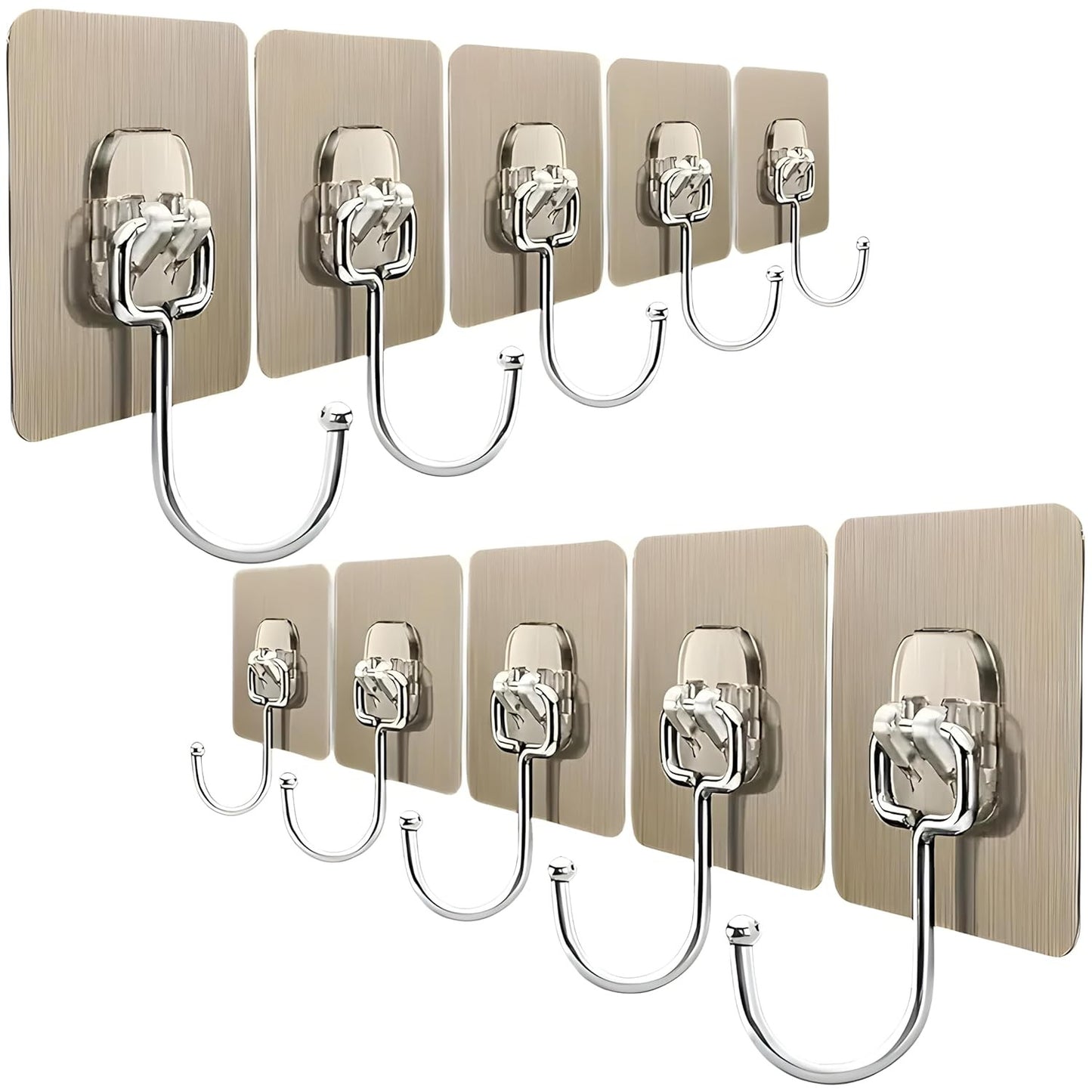 Golden Large Adhesive Wall Hooks – Heavy Duty, Rustproof & Drill-Free Hangers