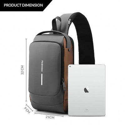 USB Chest Bag with Password Lock – Anti-Theft Sling Shoulder Backpack