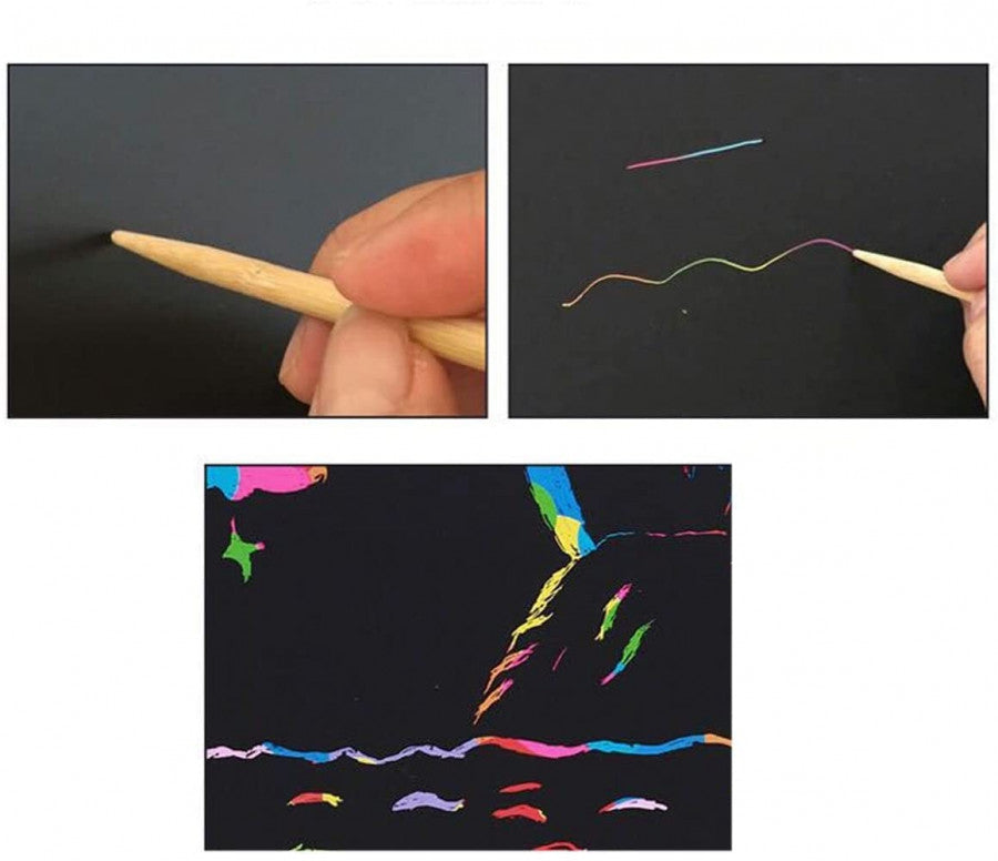 Magic Scratch Art Coloring Paper – 10 Sheets with Scratch Tool for Kids’ Creative Drawing & Craft Fun