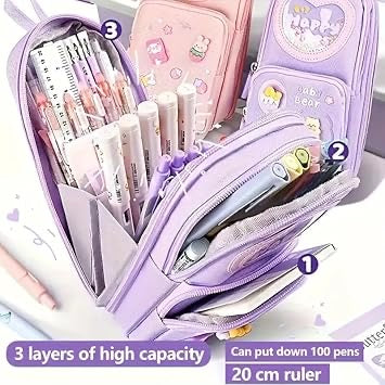 Pencil Pouch for Girls, Pen Pencil Pouch Stationery Organizer School, Pencil Box Girls Boys, Pencil Pouch Aesthetic for Kids, Large Capacity Pencil Case