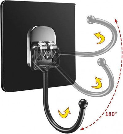 Black Large Adhesive Wall Hooks Hanger – Heavy Duty (Pack of 5)