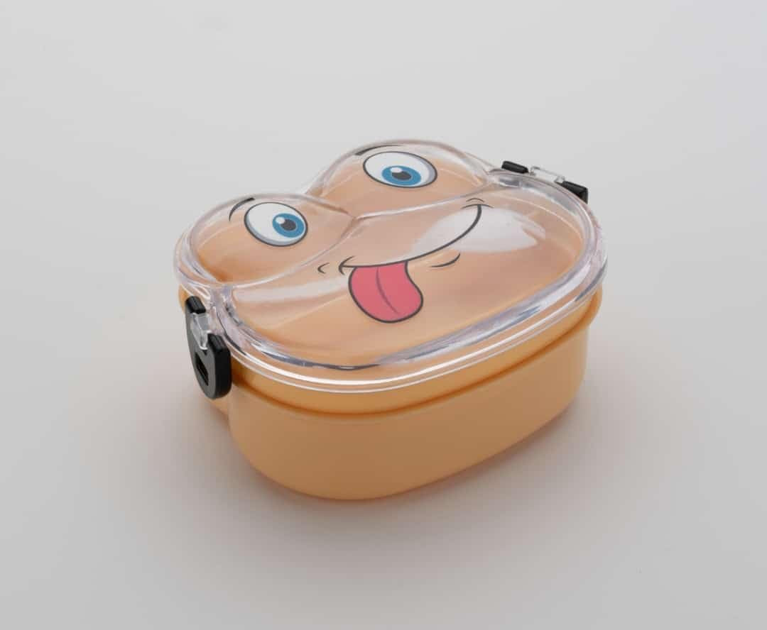 Double Layer Frog Shape Lunch Box for Kids with Spoon, Red, Plastic, 1.2 Liters | Leak Proof Kids Lunch Box/Nasta Dibba/ Tiffin Box for School Children, Food Grade Plastic, with Spoon