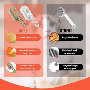 3-in-1 Cat Steam Brush – Shedding, Cleaning & Massage Grooming Comb with One-Touch Spray