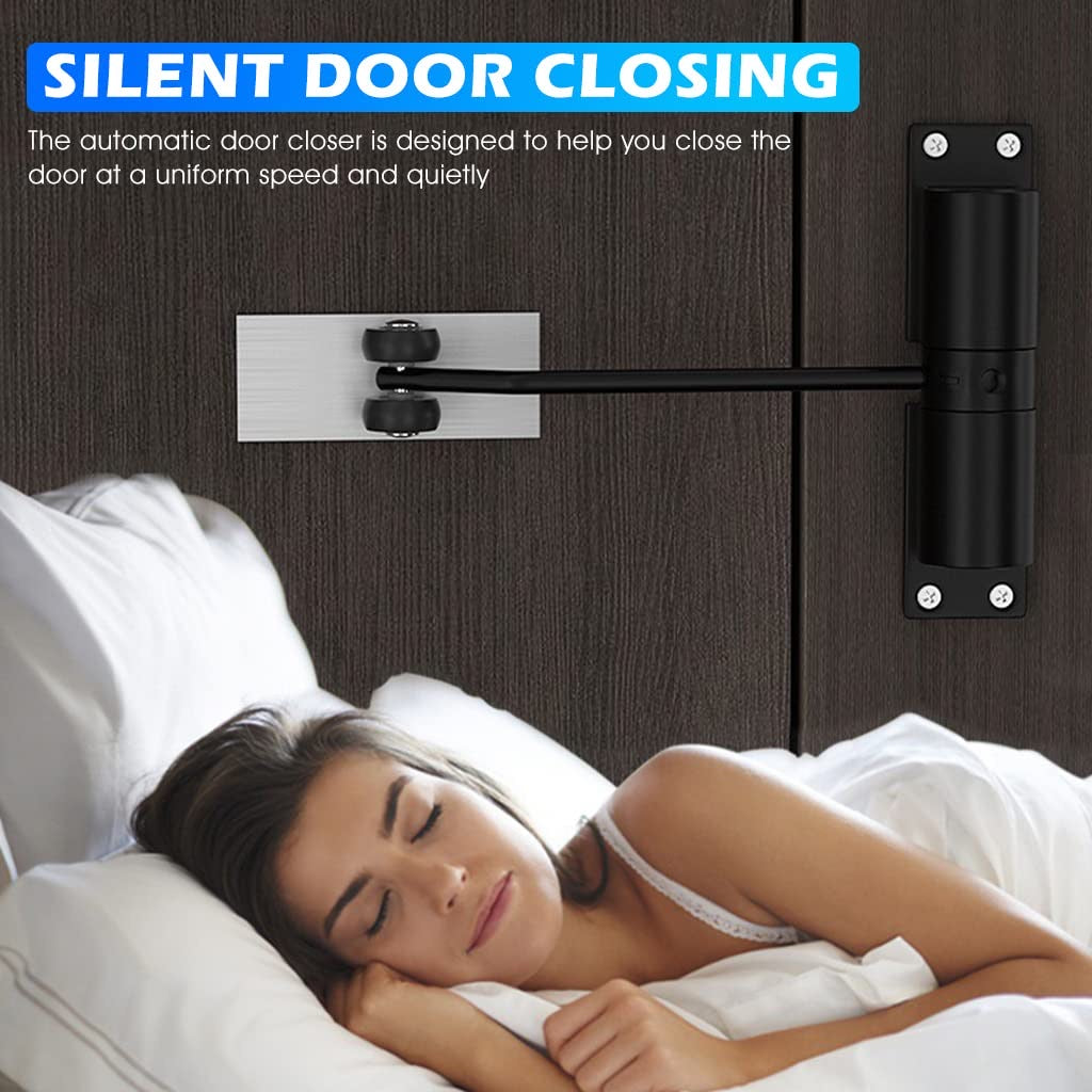 Door Closer, Zinc Alloy Automatic Safety Spring, Adjustable Closing Door Hinge, Quiet Door Closer for Wooden or Metal Door, Security Door, Weight Up to 30 Kgs