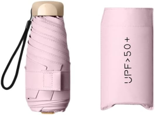 Mini Travel Sun Umbrella with Case, Small Compact UV Protection Umbrella for Sun and Rain, Lightweight Windproof Umbrella for Women Men Kids Umbrella Windproof Umbrellas Portable Folding Manual Umbrella Women Men Ultralight Rain Sun Umbrella Anti Uv