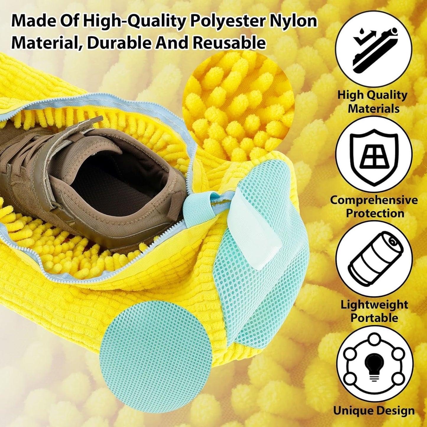 Shoe Washing Machine Bag – Durable Nylon Sneaker Cleaner with Protective Zipper & Breathable Mesh for Running, Canvas & Tennis Shoes (39x19 cm)